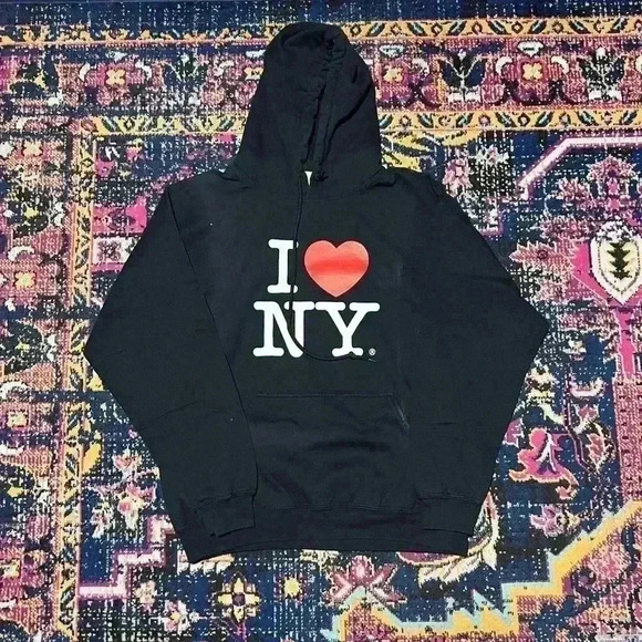 I Love New York Black Hoodie Sweatshirt Officially Licensed State of NY Large - Picture 1 of 1